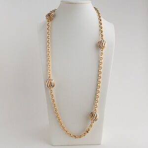 Nina Ricci Long Rolo Chain Necklace Gold Tone 22 Karat Triple Plated Jewelry